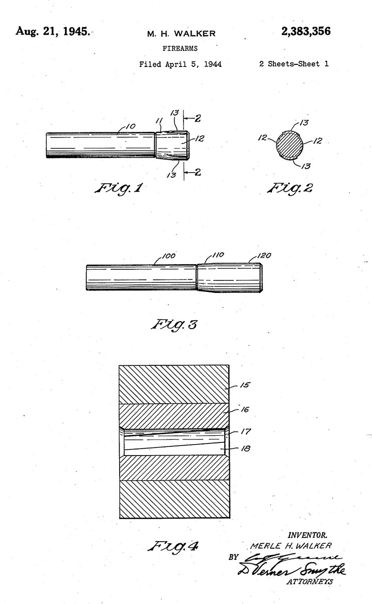 The Walker/Remington patent for button rifling was awarded in April 1944.